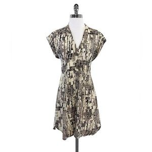 Nanette Lepore - Cream & Tan Print Button-Up Dress Sz 2